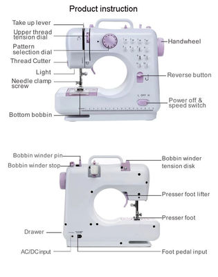 Máquina de coser mini eléctrica de zigzag duradera longitud de punto opcional para coser telas