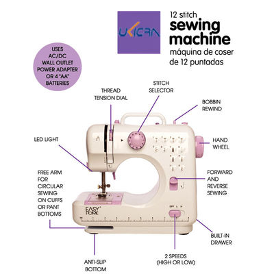 Máquina de coser para el hogar de metal fácil de fabricar ABS 505 Máquina de coser doméstica portátil mini