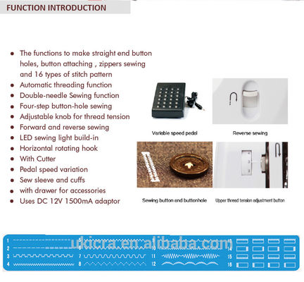 Mecanismo de alimentación manual Máquina de coser para el hogar miniatura UFR-611 con configuración de cama plana