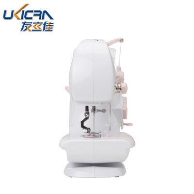 Mini máquina de coser para el hogar UFR-601 con longitud de punto de 0-5 mm en color blanco y rosa