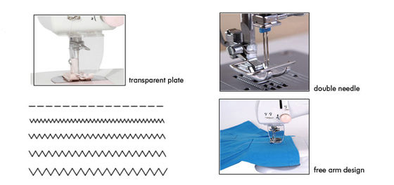 Mini máquina de coser para el hogar UFR-601 con longitud de punto de 0-5 mm en color blanco y rosa